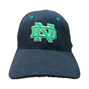 Notre Dame Fighting Irish ND Logo Shamrock Baseball Cap Hat Navy Green